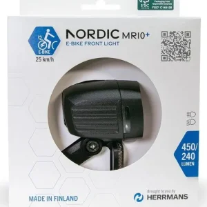 Rychlé Dodání LED-E-Bike-svetlomet HERRMANS Nordic MR10 Plus E, cerná, držák
