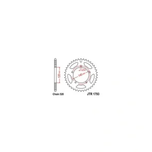 Řetězová rozeta JT JTR 1793-42 42 zubů, 520 JTR1793.42 727.1793-42 Luxusní