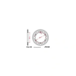 Hliníková řetězová rozeta JT JTA 822-53 53 zubů, 520 JTA822.53 728.822-53 Ruční Výroba