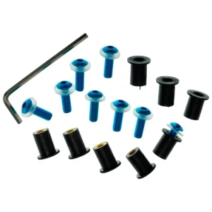 Kup Teď Imbusy pro plexi vč. matic M5 v pryžovém pouzdře a podložek, OXFORD (modrý elox) M007-02