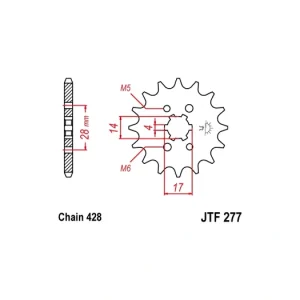 Výhodná Nabídka Řetězové kolečko JT JTF 277-14 14 zubů, 428 JTF277.14 726.JTF277-14