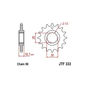 Celosvětová Doprava Řetězové kolečko JT JTF 333-14 14 zubů, 530 JTF333.14 726.333-14