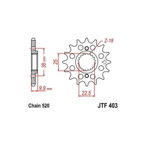 Speciální Cena Řetězové kolečko JT JTF 403-13 13 zubů, 520 JTF403.13 726.403-13