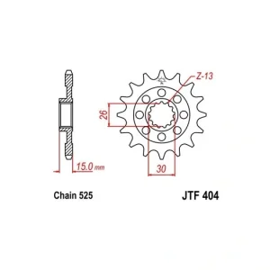 Řetězové kolečko JT JTF 404-15 15 zubů, 525 JTF404.15 726.404-15 Výhodná Nabídka