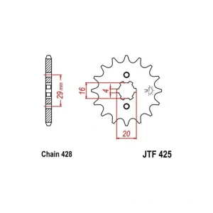 Trendový Řetězové kolečko JT JTF 425-12 12 zubů, 428 JTF425.12 726.425-12