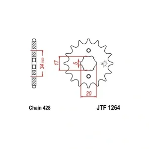 Dokud Zásoby Vydrží Řetězové kolečko JT JTF 1264-14 14 zubů, 428 JTF1264.14 726.1264-14 poslední kus za tuto cenu