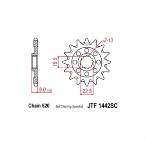 Řetězové kolečko JT JTF 1442-13SC 13 zubů, 520 Samočistící, Nízká hmotnost JTF1442.13SC 726.1442-13 Odeslání Ihned