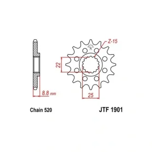Must-Have Řetězové kolečko JT JTF 1901-11 11 zubů, 520 JTF1901.11 726.1901-11