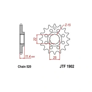 Řetězové kolečko JT JTF 1902-12 12 zubů, 520 JTF1902.12 726.1902-12 Kup Teď