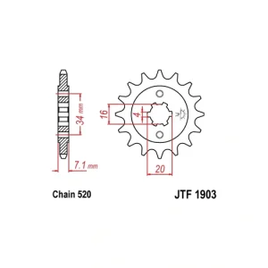 Pouze Dnes Řetězové kolečko JT JTF 1903-13 13 zubů, 520 JTF1903.13 726.1903-13