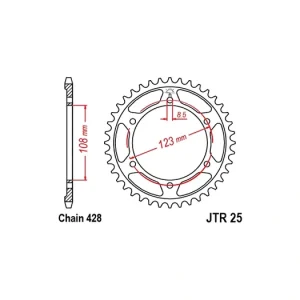 Řetězová rozeta JT JTR 25-60 60 zubů, 428 JTR25.60 727.25-60 Nejprodávanější
