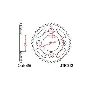 Řetězová rozeta JT JTR 212-34 34 zubů, 420 JTR212.34 727.212-34 Cenově Výhodný