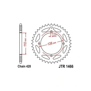 Ověřený Řetězová rozeta JT JTR 1466-44 44 zubů, 428 JTR1466.44 727.1466-44