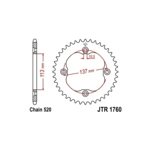 Řetězová rozeta JT JTR 1760-35 35 zubů, 520 JTR1760.35 727.1760-35 Nejlepší Volba