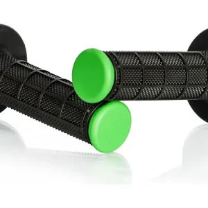 Super Cena Motokrosové rukojeti MOTION STUFF ADVANCED černá/zelená (half-waffle) STF-201-2208