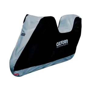 Dokud Zásoby Vydrží Plachta na motorku Aquatex s prostorem na kufr, OXFORD (černá/stříbrná)