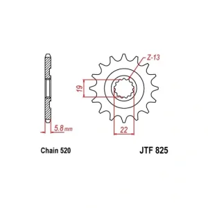 Řetězové kolečko JT JTF 825-13 13 zubů, 520 JTF825.13 726.825.13 Horká Nabídka