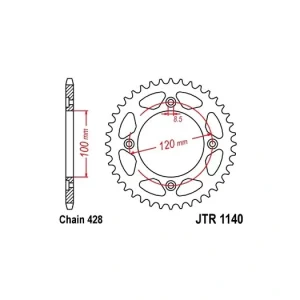 Výprodej Řetězová rozeta JT JTR 1140-54 54 zubů, 428 JTR1140.54 727.1140.54