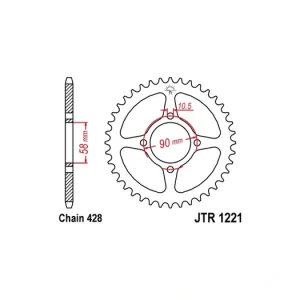 Řetězová rozeta JT JTR 1221-45 45 zubů, 428 JTR1221.45 727.1221.45 Cenová Bomba