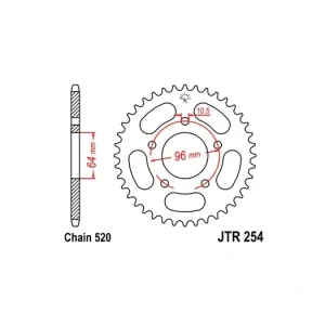 Řetězová rozeta JT JTR 254-37 37 zubů, 520 JTR254.37 727.254-37 Značkový
