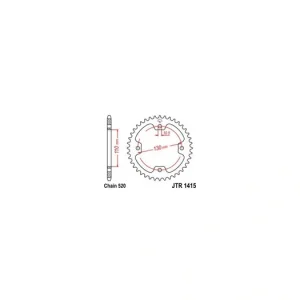 Akce Řetězová rozeta JT JTR 1415-36 36 zubů, 520 JTR1415.36 727.03.39