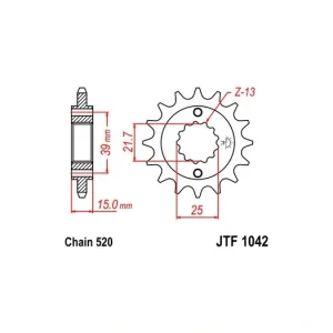 Moderní Řetězové kolečko JT JTF 1042-15 15 zubů, 520 JTF1042.15 726.1042.15