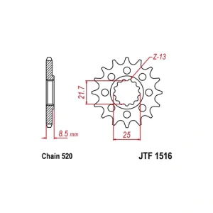 Řetězové kolečko JT JTF 1516-15 15 zubů, 520 JTF1516.15 726.1516.15 Sezónní Sleva