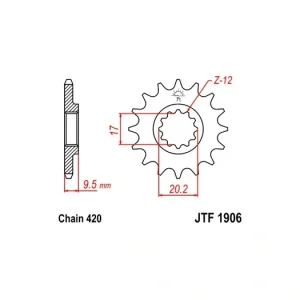 Časově Omezené Řetězové kolečko JT JTF 1906-15 15 zubů, 420 JTF1906.15 726.1906.15