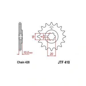 Kup Teď Řetězové kolečko JT JTF 410-16 16 zubů, 428 JTF410.16 726.410.16