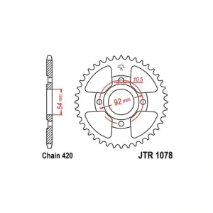 Řetězová rozeta JT JTR 1078-60 60 zubů, 420 JTR1078.60 727.1078.60 Výhodná Nabídka