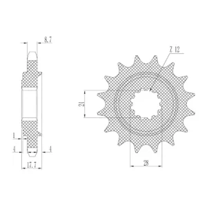 Časově Omezené Řetězové kolečko pro sekundární řetězy typu 530, SUNSTAR (17 zubů) M291-5023-17