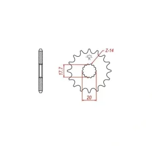 Horká Nabídka Řetězové kolečko pro sekundární řetězy typu 428, JT - Anglie (14 zubů) M290-2034-14