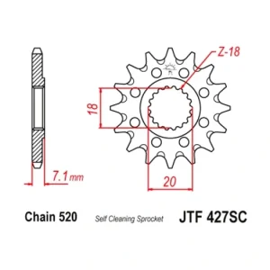Řetězové kolečko pro sekundární řetězy typu 520, JT - Anglie (13 zubů) M290-3077-13 Doprava Zdarma