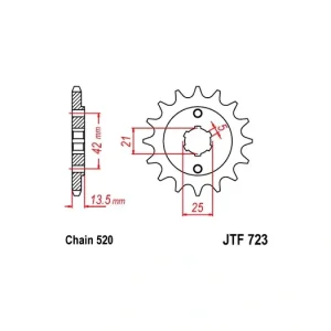 Moderní Řetězové kolečko pro sekundární řetězy typu 520, JT - Anglie (14 zubů) M290-3102-14
