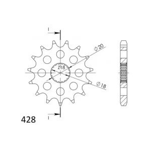 Cenová Bomba Řetězové kolečko SUPERSPROX CST-426:14 14 zubů, 428 CST-426:14.2 043.426:14