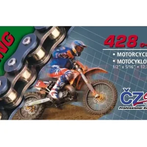 Ověřený Řetěz 428OR, ČZ (barva černá, 136 článků vč. rozpojovací spojky CLIP) M252-04-136B