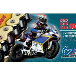 Víkendová Akce Řetěz 520SDZZ, ČZ (barva zlatá, 104 článků vč. nýtovací spojky RIVET) M252-25-104G