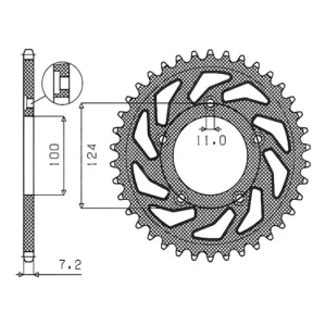 Ověřený Ocelová rozeta pro sekundární řetězy typu 525, SUNSTAR (37 zubů) M271-4010-37
