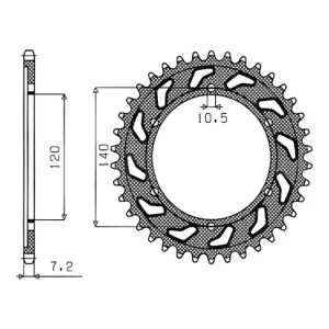 Novinka Ocelová rozeta pro sekundární řetězy typu 525, SUNSTAR (44 zubů) M271-4018-44