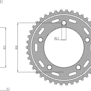 Ocelová rozeta pro sekundární řetězy typu 530, SUNSTAR (44 zubů) M271-5023-44 Vrácení Zdarma