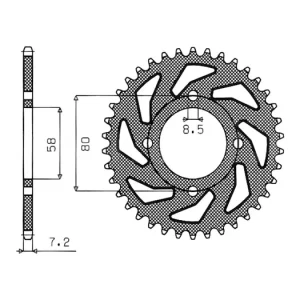 Velkoobchod Ocelová rozeta pro sekundární řetězy typu 428, SUNSTAR (42 zubů) M271-2003-42