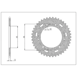 Ocelová rozeta pro sekundární řetězy typu 428, SUNSTAR (50 zubů) M271-2015-50 Top Prodej