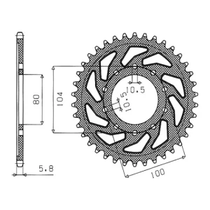 Akční Nabídka Ocelová rozeta pro sekundární řetězy typu 520, SUNSTAR (46 zubů) M271-3007-46
