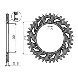 Super Cena Ocelová rozeta pro sekundární řetězy typu 520, SUNSTAR (50 zubů) M271-3025-50