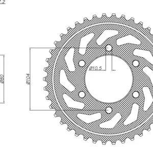 Velkoobchod Ocelová rozeta pro sekundární řetězy typu 525, SUNSTAR (40 zubů) M271-4004-40