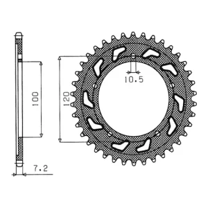 Ocelová rozeta pro sekundární řetězy typu 525, SUNSTAR (42 zubů) M271-4008-42 Bezpečná Platba