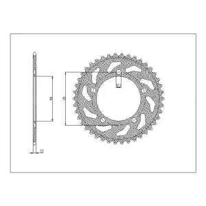 Exkluzivní Ocelová rozeta pro sekundární řetězy typu 525, SUNSTAR (44 zubů) M271-4013-44