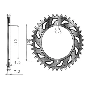 Ocelová rozeta pro sekundární řetězy typu 525, SUNSTAR (45 zubů) M271-4014-45 Must-Have