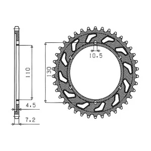 Vysoce Kvalitní Ocelová rozeta pro sekundární řetězy typu 525, SUNSTAR (48 zubů) M271-4014-48