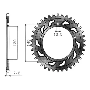 Koupit Online Ocelová rozeta pro sekundární řetězy typu 525, SUNSTAR (47 zubů) M271-4016-47